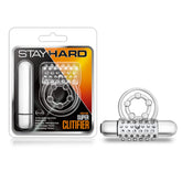 Stay Hard Vibrating Super Clitifier - Vibrating Cock Ring - Clear BULLETS